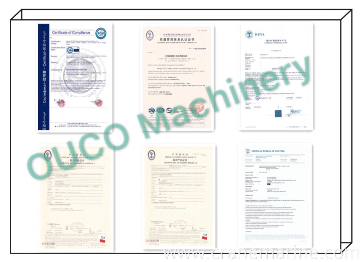 OUCO Marine/ 5T11M foldable Knuckle Boom And Telescopic Hydraulic Crane